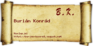Burián Konrád névjegykártya